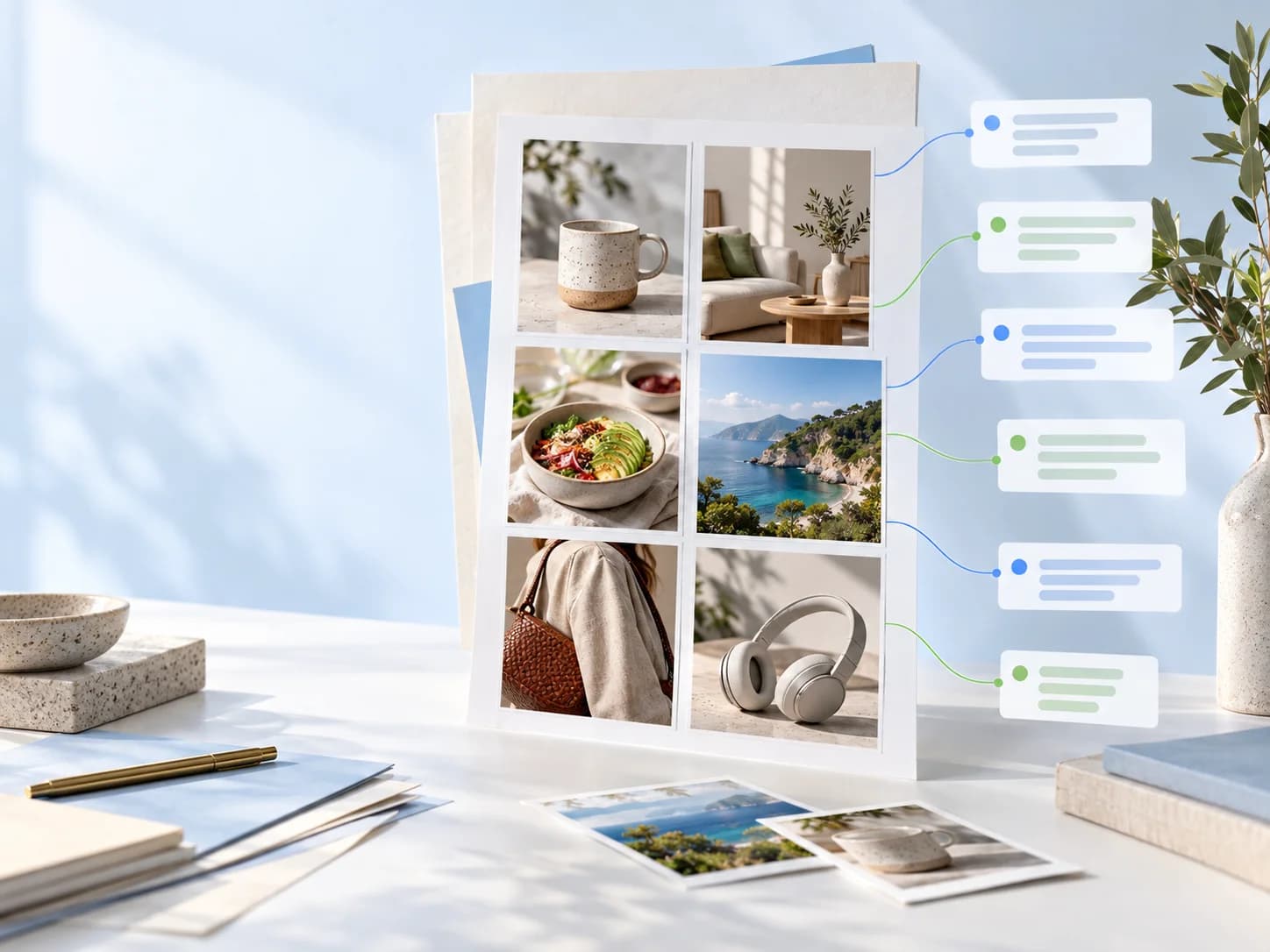 A curated batch of commercial images connected to organized metadata fields